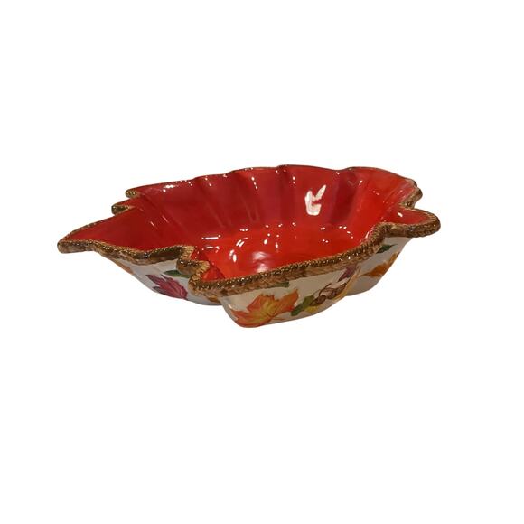 Temptations hand painted/crafted by Tara Harvest Leaf 3 Qt. Casserole Serving - Picture 5 of 8